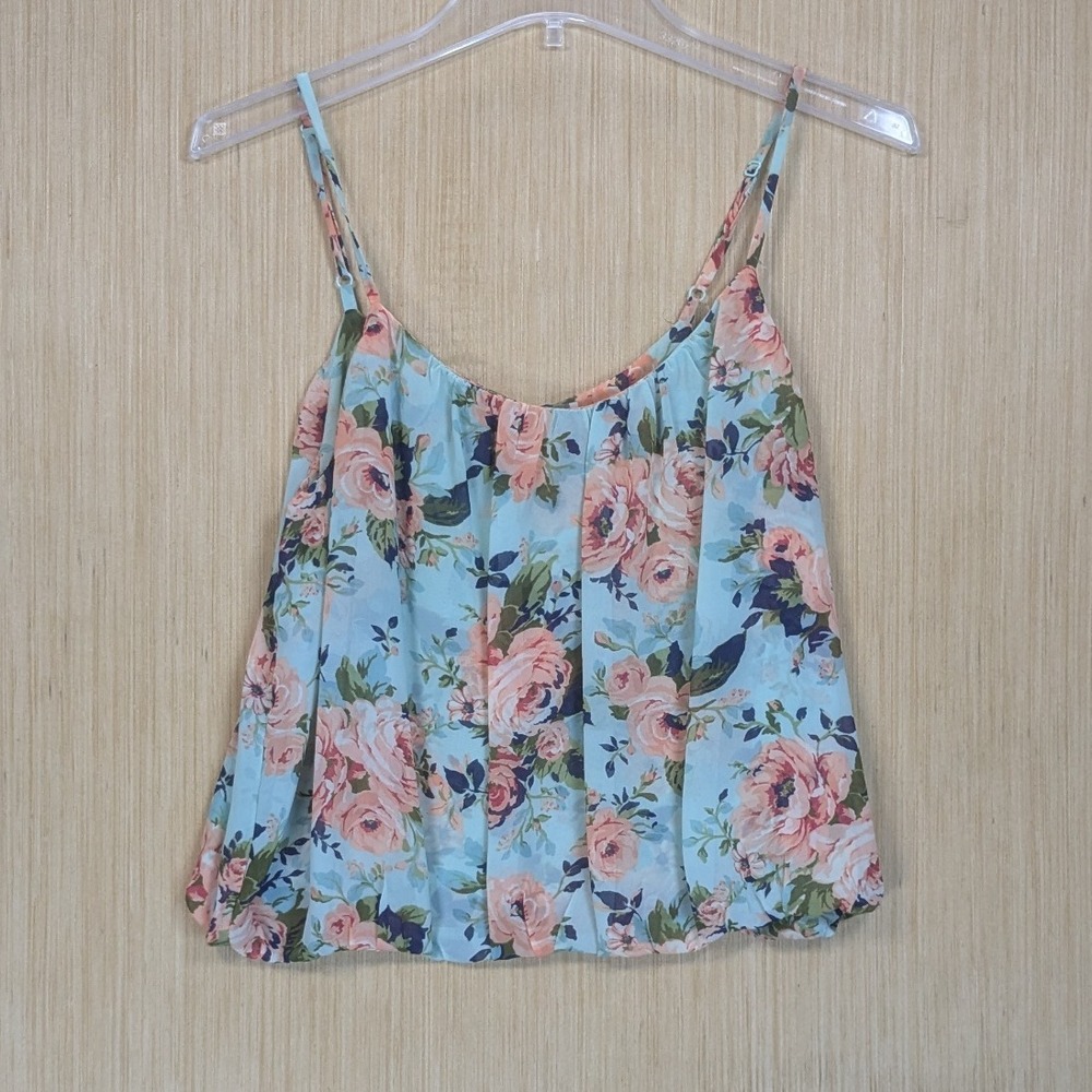 Forever 21 Contemporary Floral Bubble Cami Tank Top Feminine Romantic Women's XS